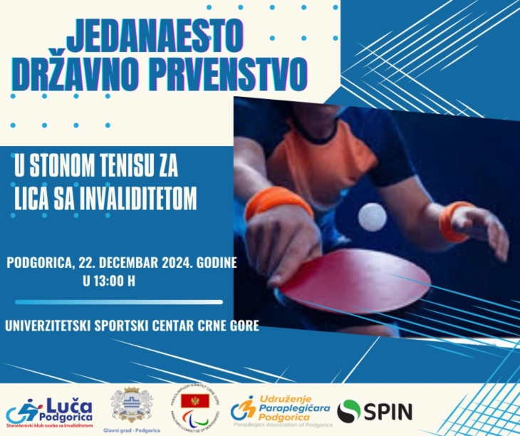 Sjutra prvenstvo Crne Gore u stonom tenisu za OSI