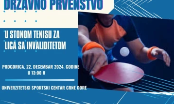 Sjutra prvenstvo Crne Gore u stonom tenisu za OSI