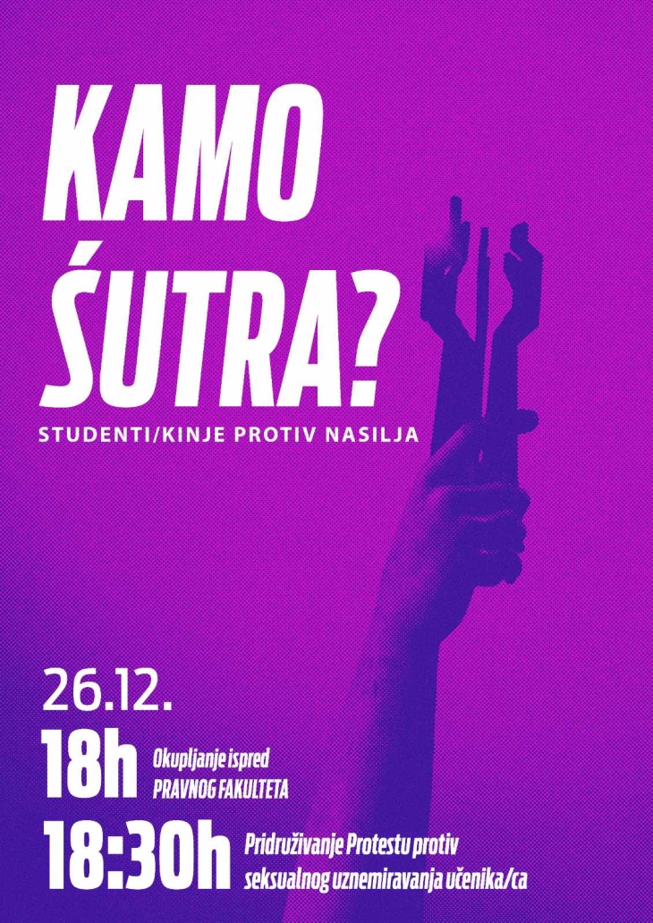 Sjutra okupljanje studenata ispred Pravnog fakulteta
