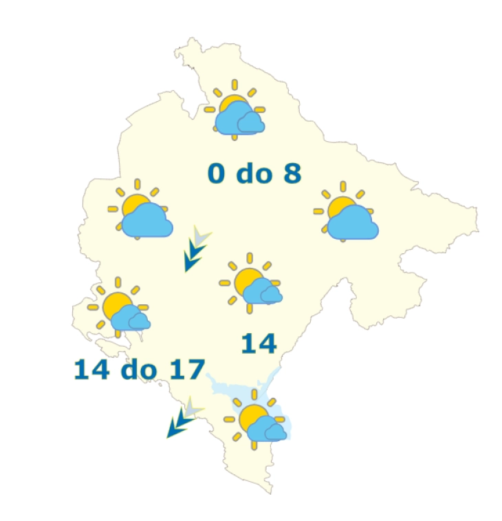 Sjutra vjetrovito, do 17 stepeni