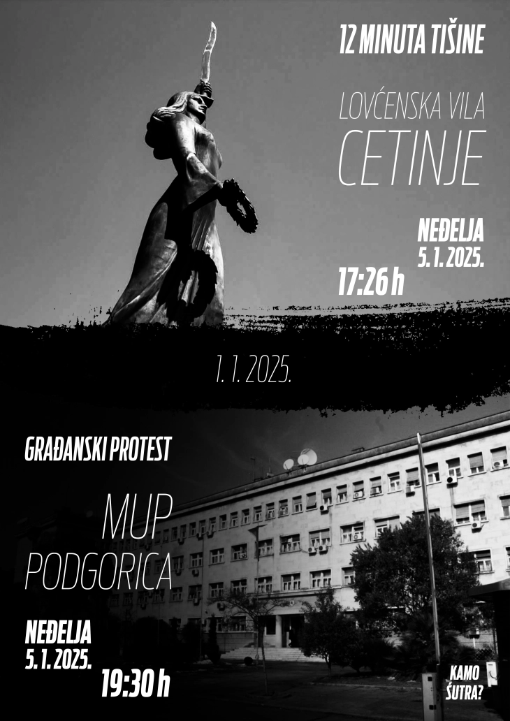 U nedjelju protesti na Cetinju i u Podgorici