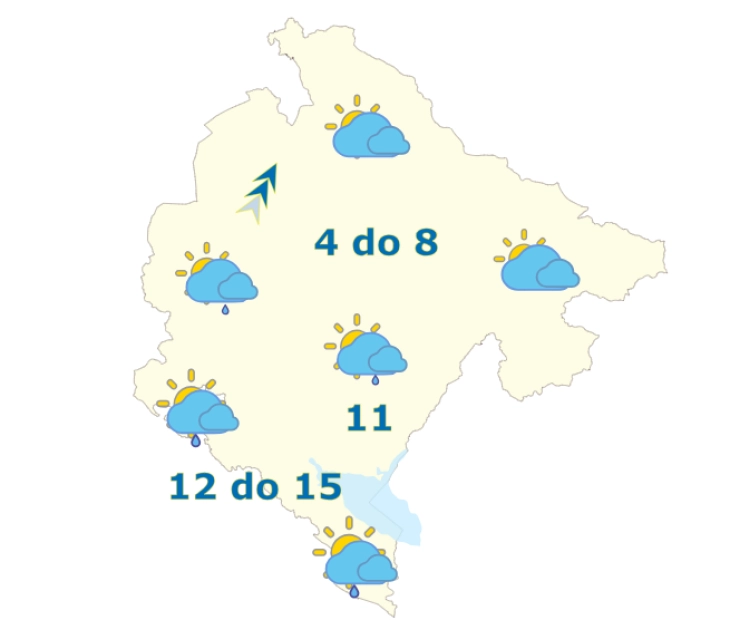 Sjutra oblačno, mjestimično kiša