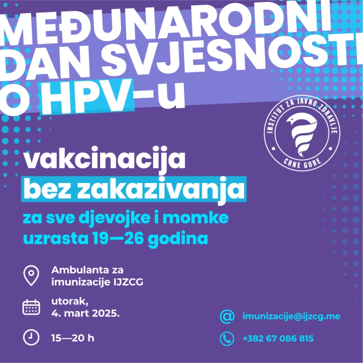 Sjutra HPV vakcinacija bez zakazivanja