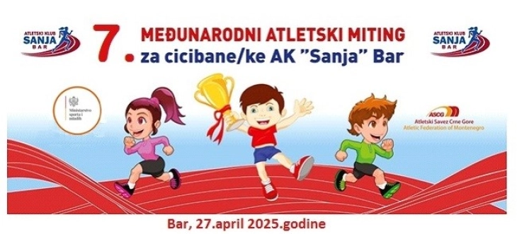 Međunarodni atletski miting za cicibane 27. aprila u Baru