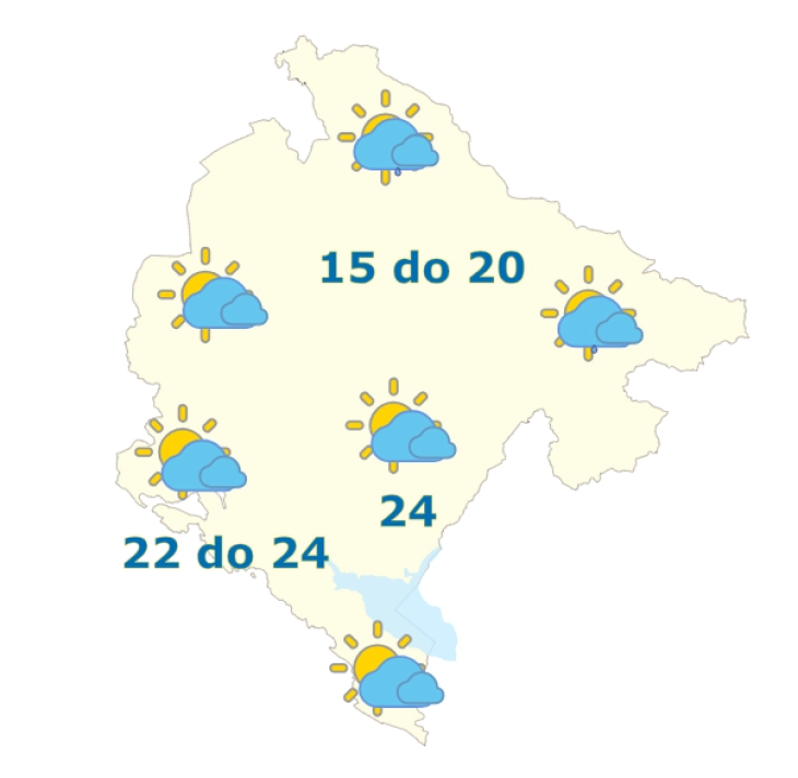 Sjutra promjenljivo oblačno, do 24 stepena
