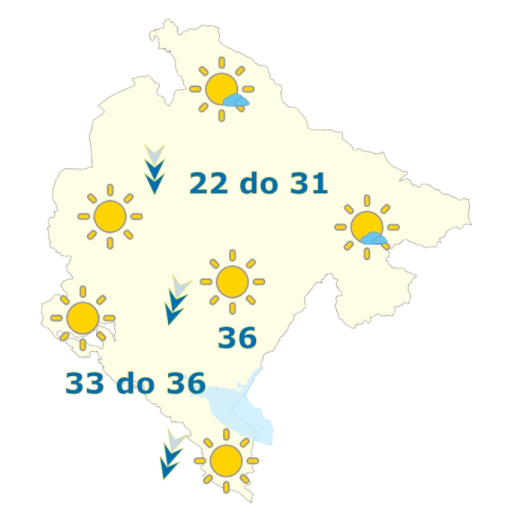 Sjutra pretežno sunčano, do 36 stepeni