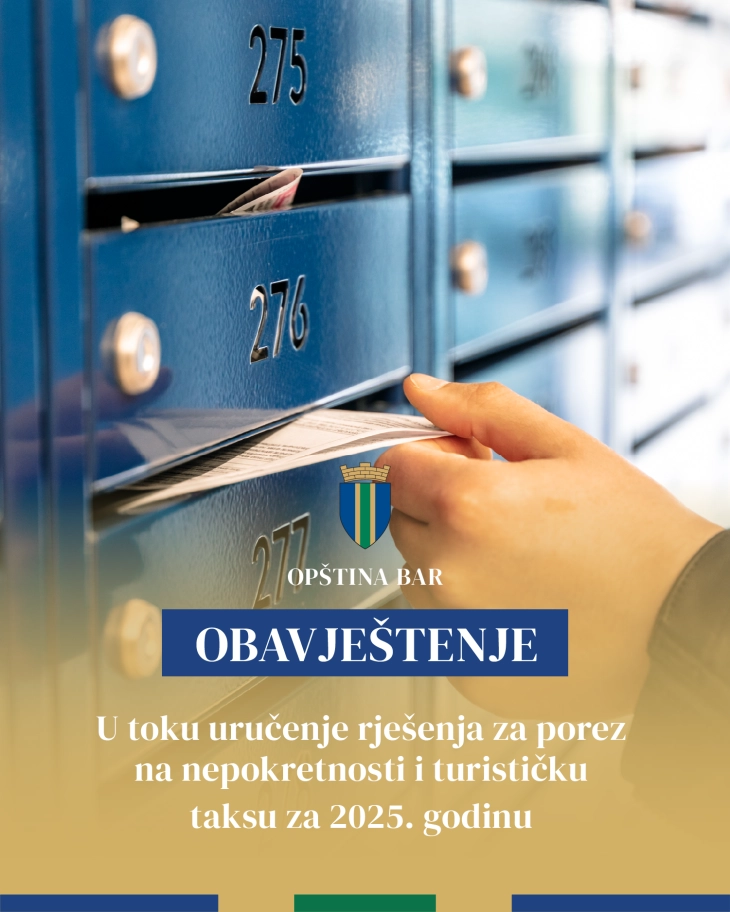 U Baru počelo uručenje rješenja o porezu na nepokretnosti