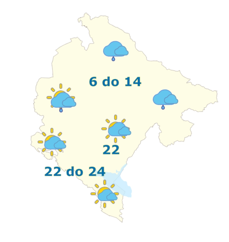 Na sjeveru sjutra oblačno sa kišom, na jugu sunčani intervali