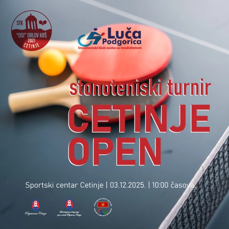 Sjutra stonoteniski turnir na Cetinju