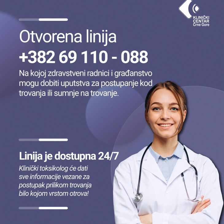 Otvorena telefonska linija za savjete u slučaju trovanja