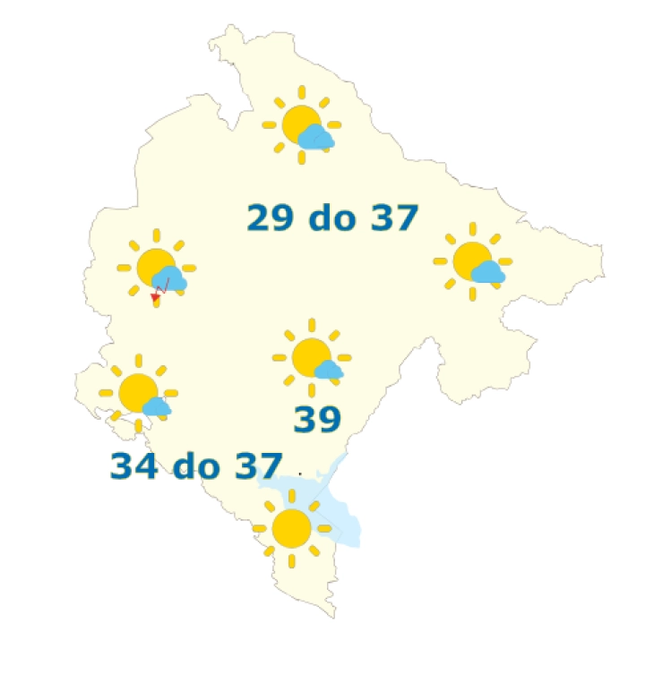 Sjutra pretežno sunčano, do 39 stepeni